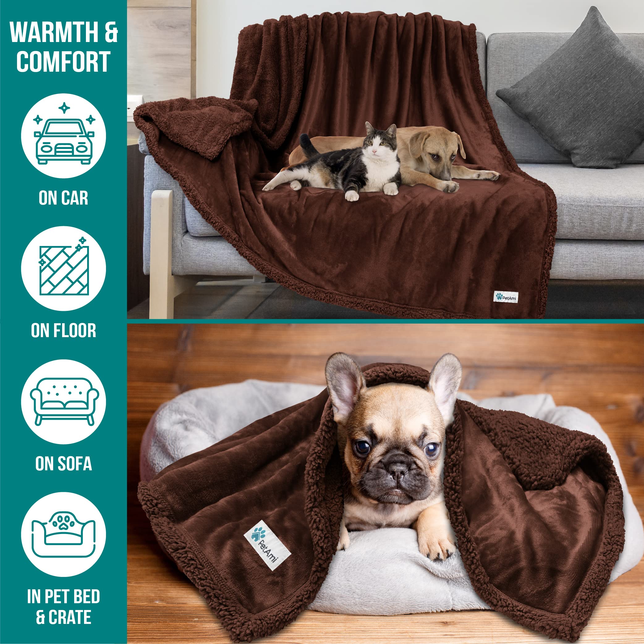 Petami Dog Blanket For Small Medium Dogs, Pet Bed Blanket Cat Puppy Kitten, Fleece Furniture Couch Cover Protector Sofa Car, Sof
